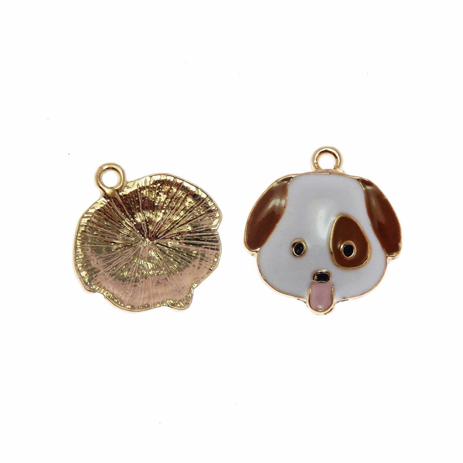 Lot of 10 Cute Dog Head Charm Enamel Plated Necklace Pendant Findings 20x22 MM