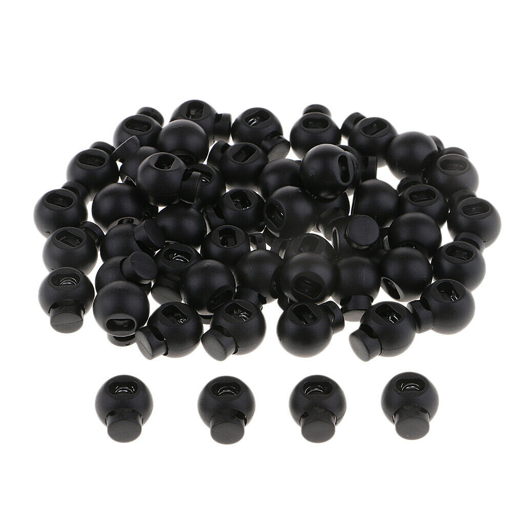50 Pieces 15mm Rope Toggles Cord Locks Plastic Luggage Lanyard Stopper