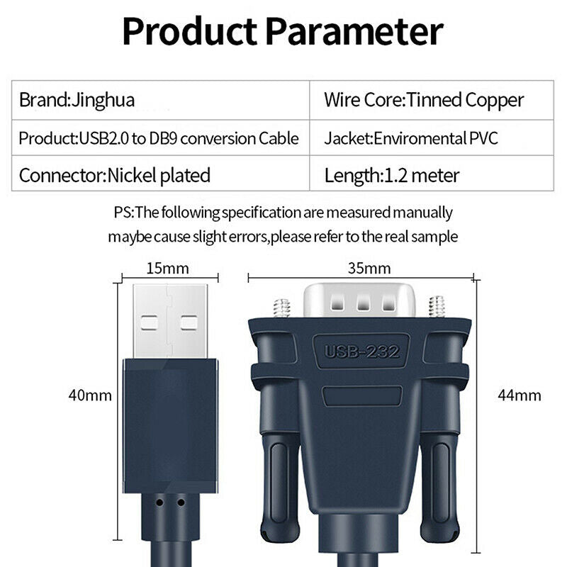 USB to DB9 RS232 male Serial Data Cable Adapter USB COM Port DB9 Pin Cable RBDA