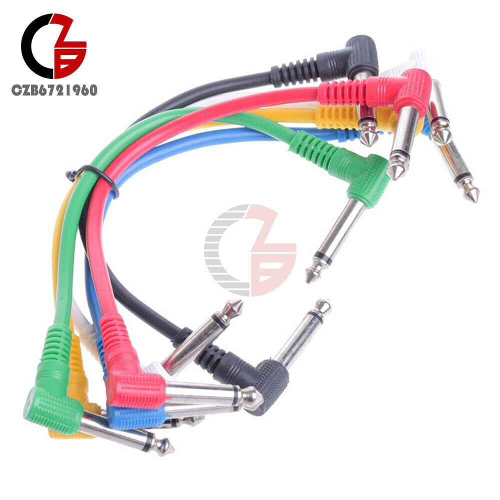 Colorful Angled Plug Audio Leads Patch Cables For Guitar Pedal Effect 6Pcs/Set
