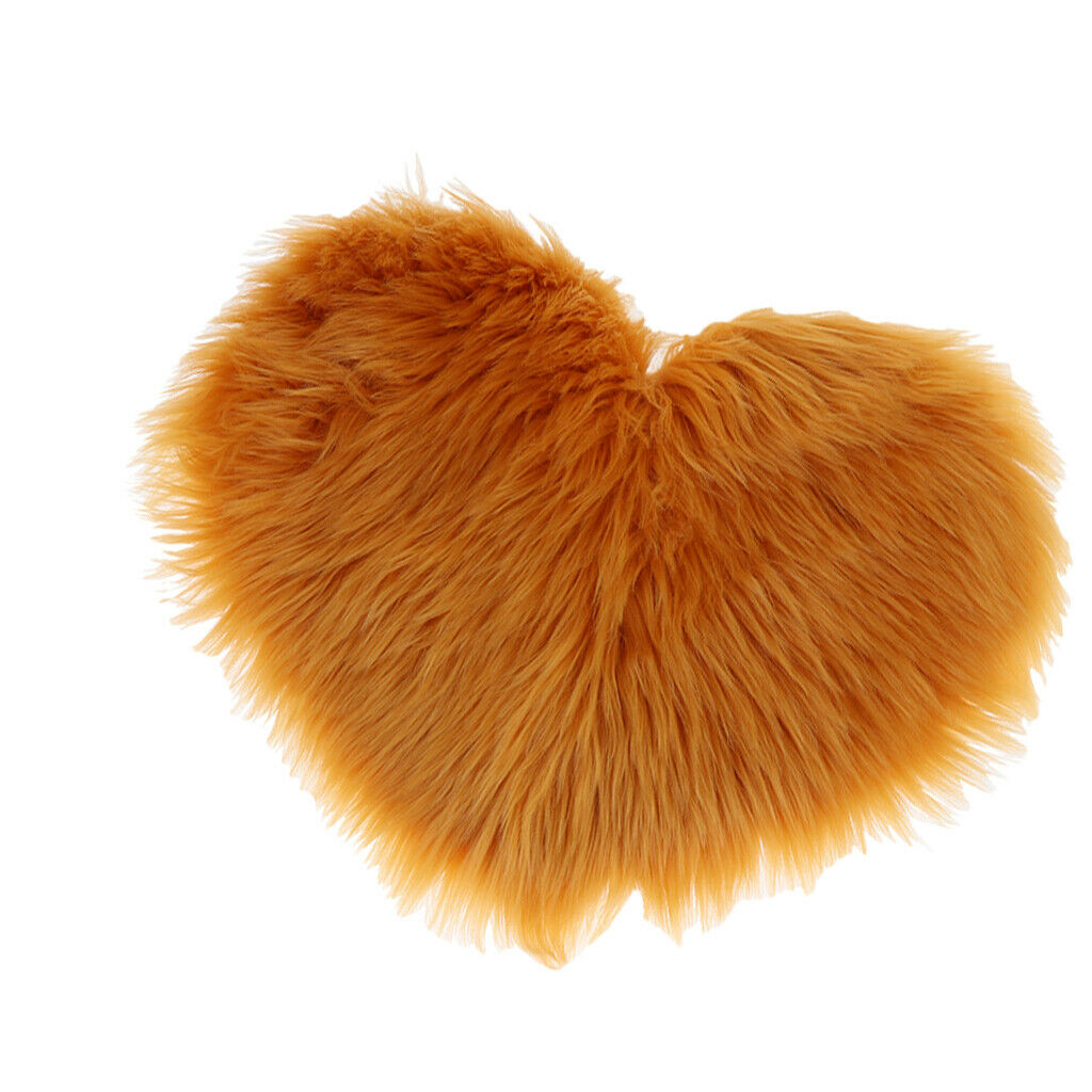Heart Shaped Area Rug, Cozy Shaggy Plush Floor Mat for Bedroom Camel-30x40cm