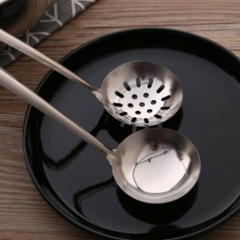 2pcs 7cm Stainless steel Spoon + Colander Hot Pot Long Handle Spoo.l8