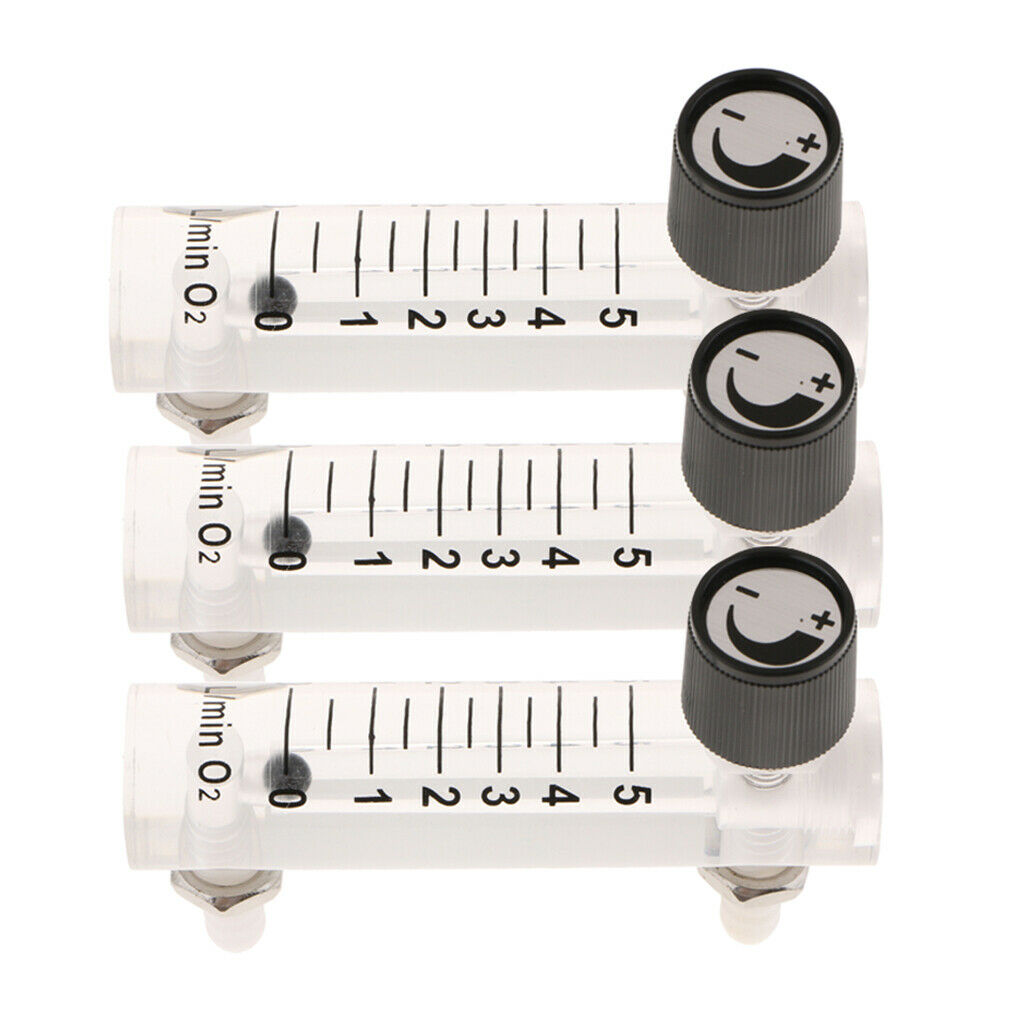 3Pcs Oxygen Ozone Air Flow Meter Flowmeter Tools Acrylic with Control Valve