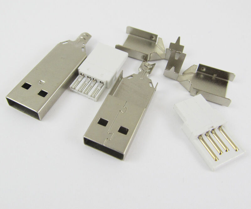 10sets Shell Housing A Type USB 4 Pin Male Plug Socket Connector PC Use Metal