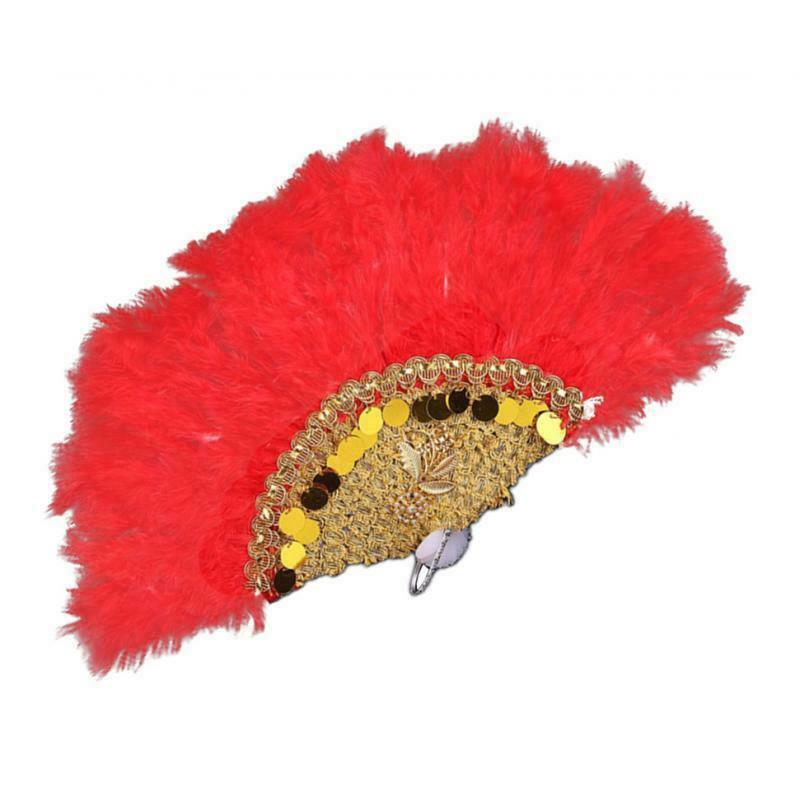 Flapper Sequins Feather Fan Retro Style Handheld Fan Dance Hand Fan Gifts