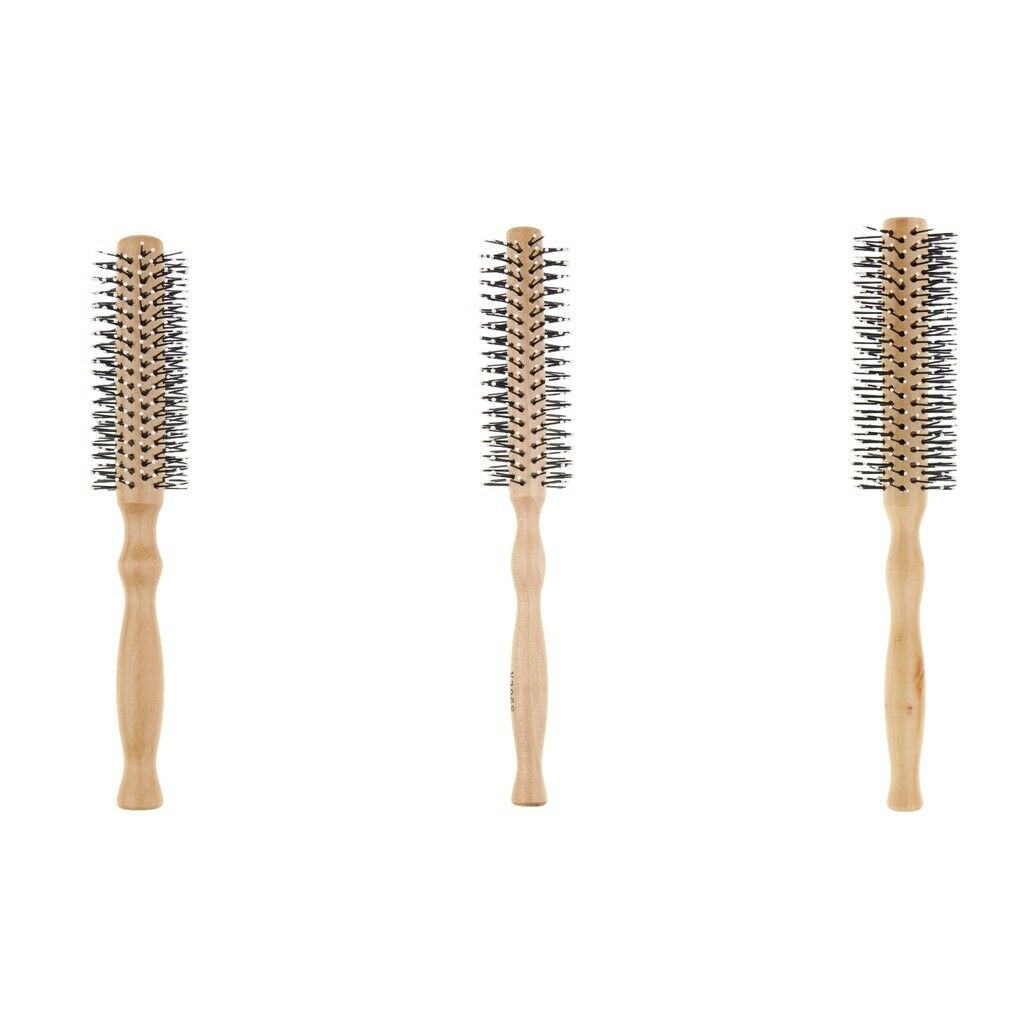 3x Wood  Brush Round Hair Comb Wavy Curly Styling Care Curling Brush
