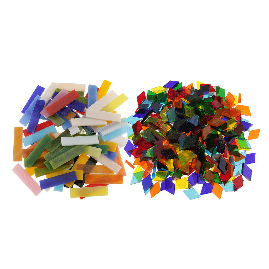 320Pc Shapes Glass Mosaic Tiles Various Colours DIY Arts Crafts 11MM 10X40MM