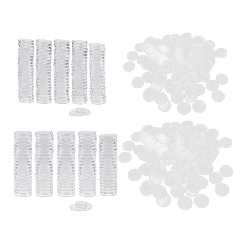400pieces Clear Round Coin Capsules Holders Protector Collections Display