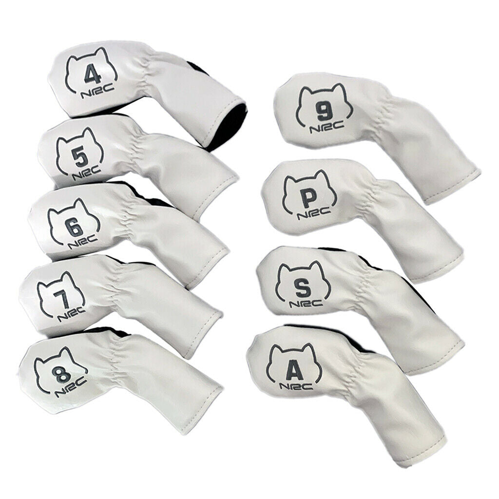 9Pcs/Set Golf Club Head Covers, Waterproof PU Leather Shiba Inu Pattern