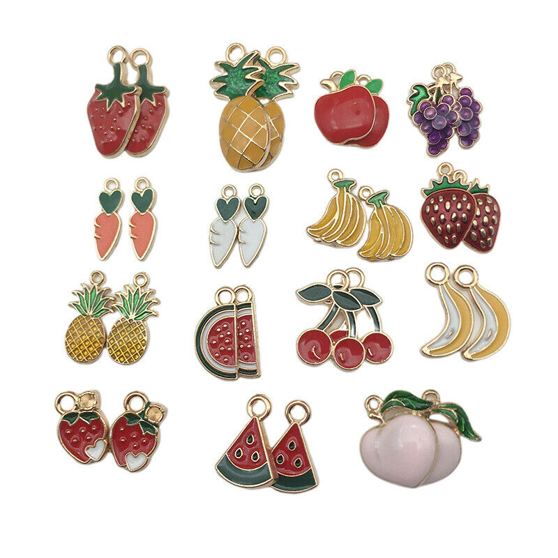 30x Enamel Pineapple Fruit Charms Pendant DIY Jewelry Making Necklace Bracele BU