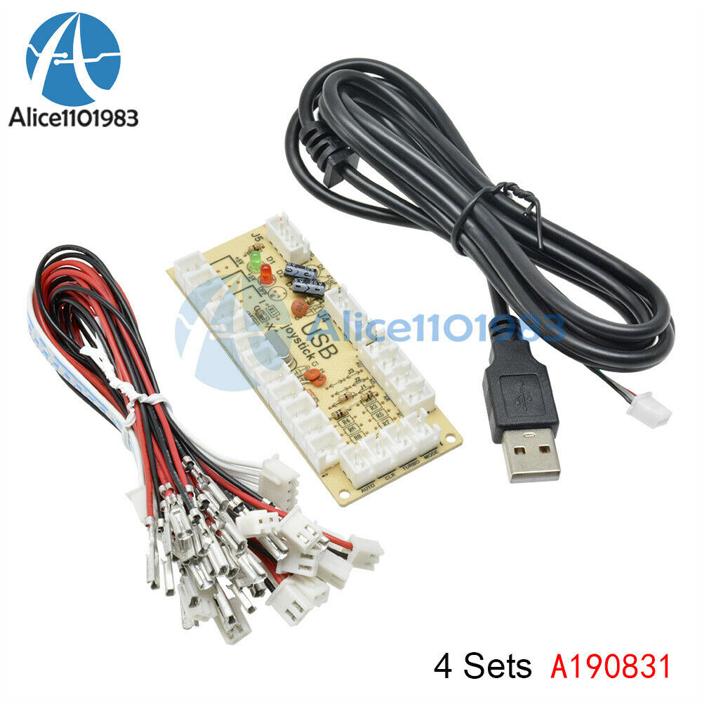 4 Sets No Delay Arcade USB Encoder To PC 5Pin Joystick For MAME With Cable