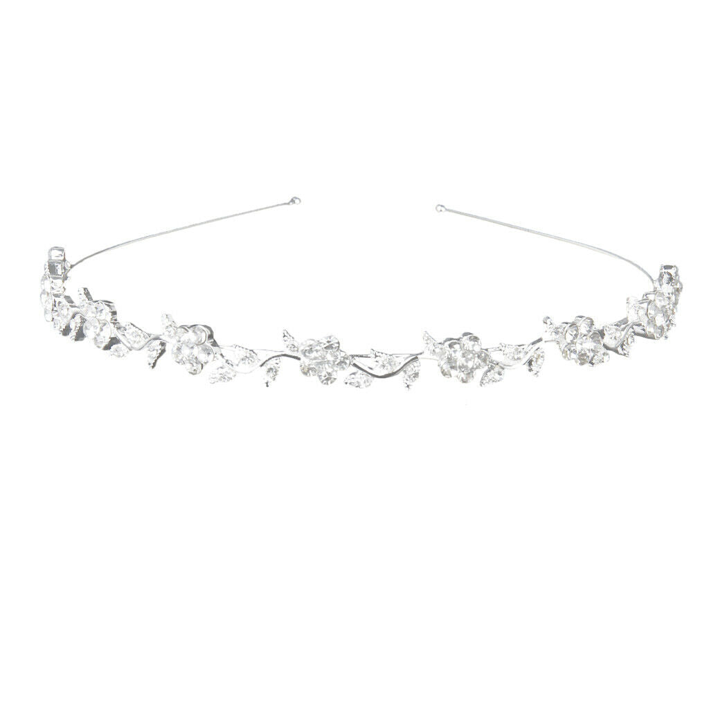 2/Pack Bridal Flower and Leaf Rhinestones Crystal Wedding Headband Tiara - Clear