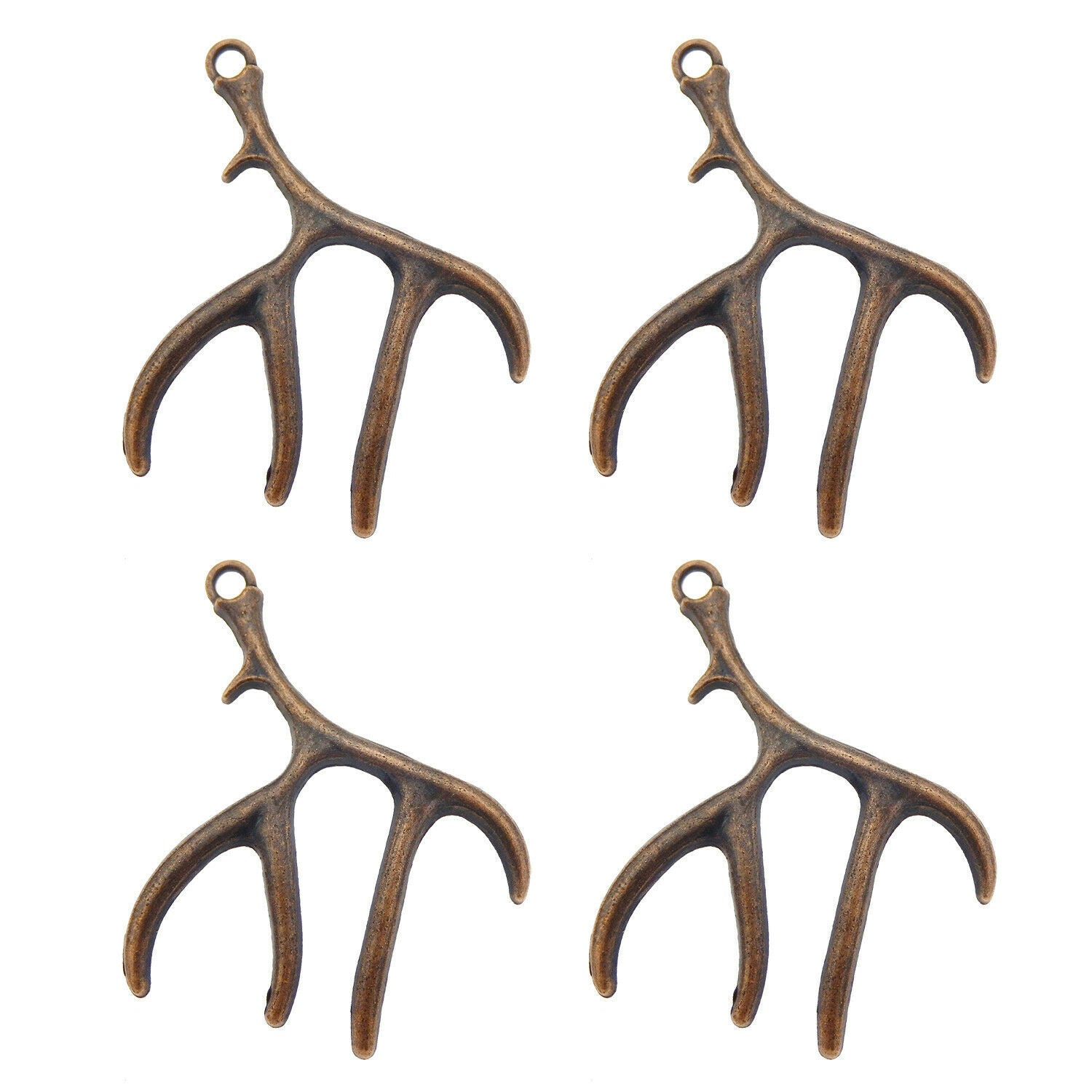 10 pcs Retro Style Bronzed Antler Pendant Alloy Charm For Jewelry Making 46x40mm