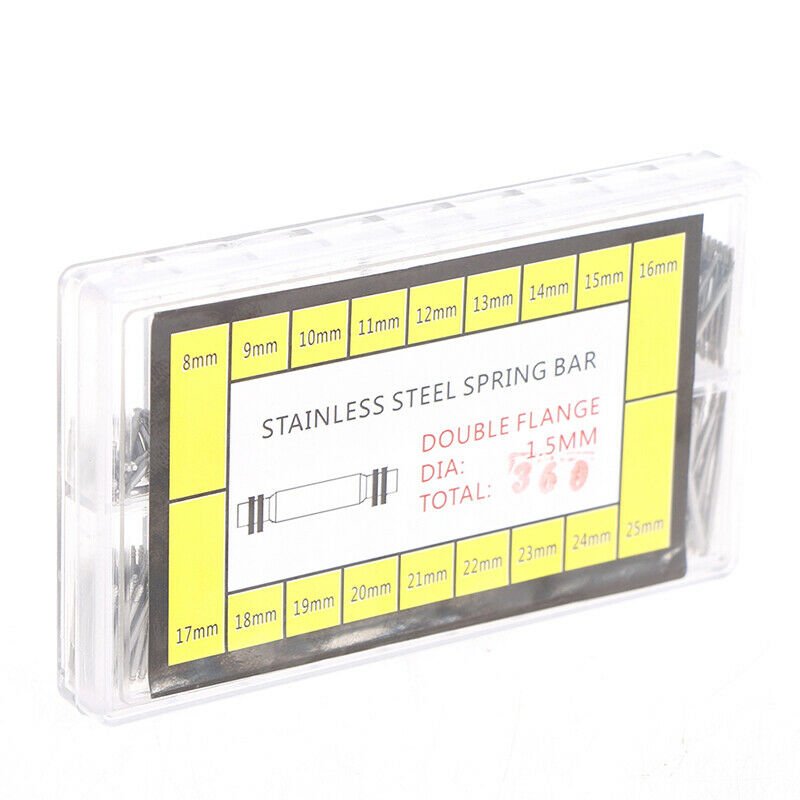 360Pcs Spring Bars Spring Pins Watch Pins Stainless Steel for Watchstrap .l8