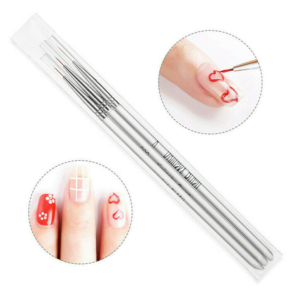 3Sizes Nail Art UV Gel Liner Drawing Brush Flower Painting Pen Manicure Tool Set