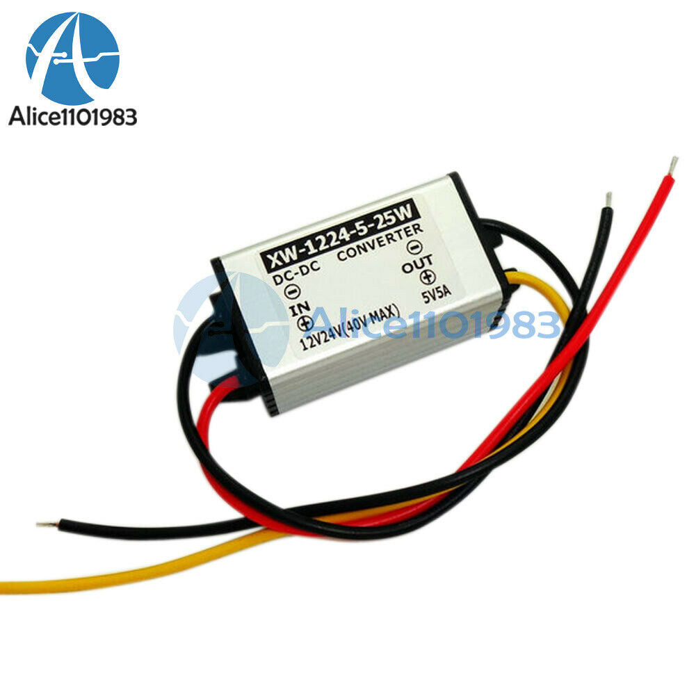 2PCS DC-DC 12V/24V to 5V 5A 25W Converter Step Down Buck Power Supply Regulator