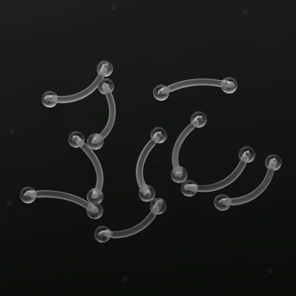 10 Pieces Acrylic Transparent Hoop Ring Bar Eyebrow Navel  18G