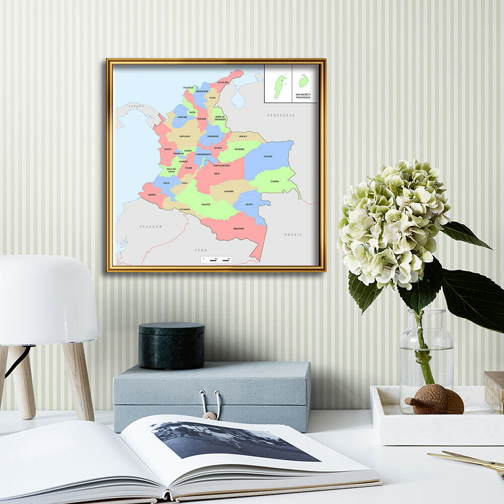 Colombia Map Poster Art Printing 24x24inch