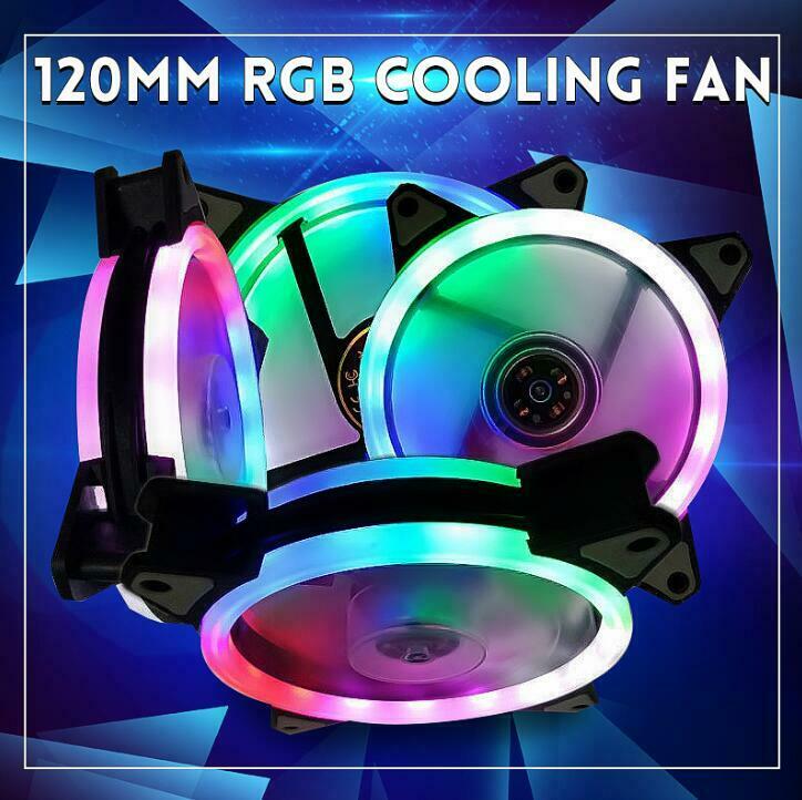 120mm White LED Cooling Fan 12V 4Pin to 3Pin RGB Computer Case PC CPU