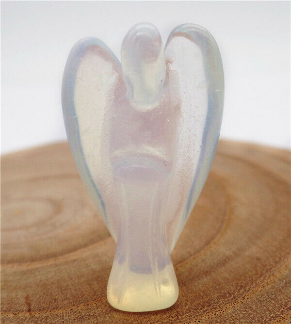 37x20x13mm White Opal Carved Angel Statue Reiki Healing Home Decoration HH8088