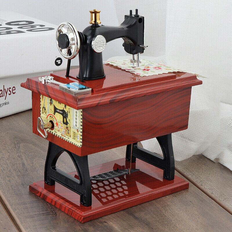 Sewing Machine Music Box Retro Sewing Clockwork Home Crafts Decoration GiftL PT