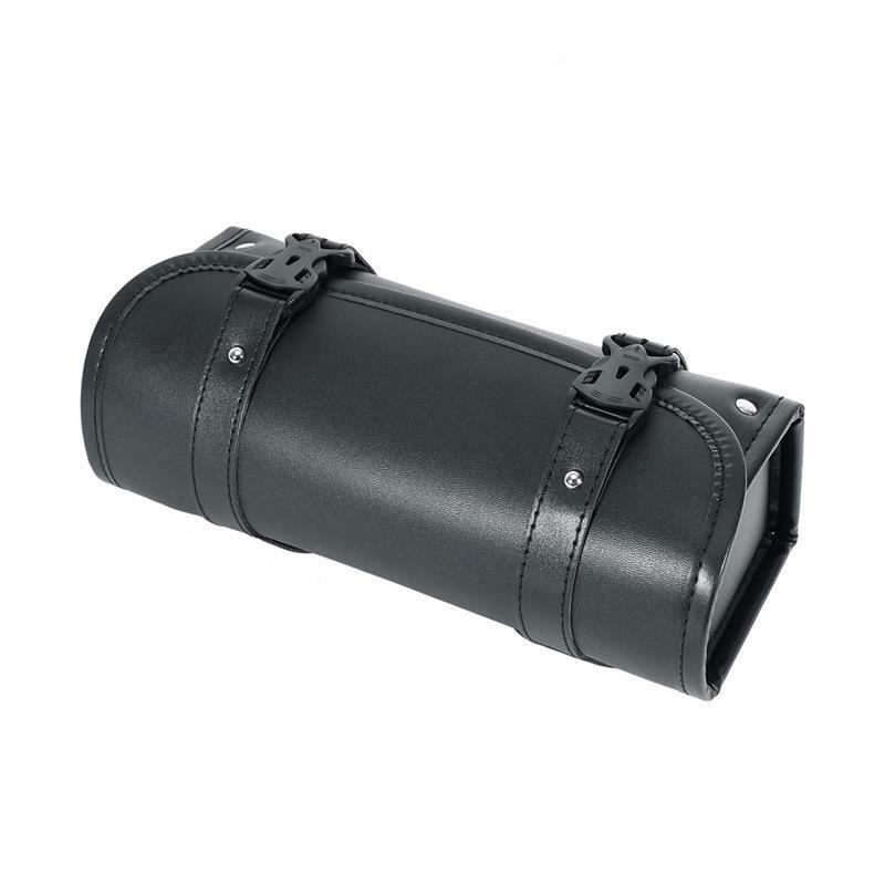 Motorcycle Tool Bag PU Leather Luggage Handle Bar Round Storage Pouch