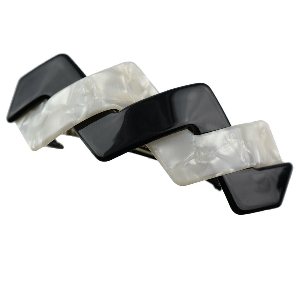 White+Black Waves Automatic Patchwork French France Hair Barrette Hair Clips