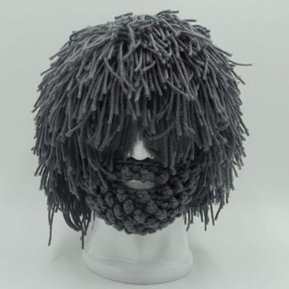 2019 Mens Funny Wig Beard Hats Hobo Mad Caveman Winter Knit Warm Hat Beanies