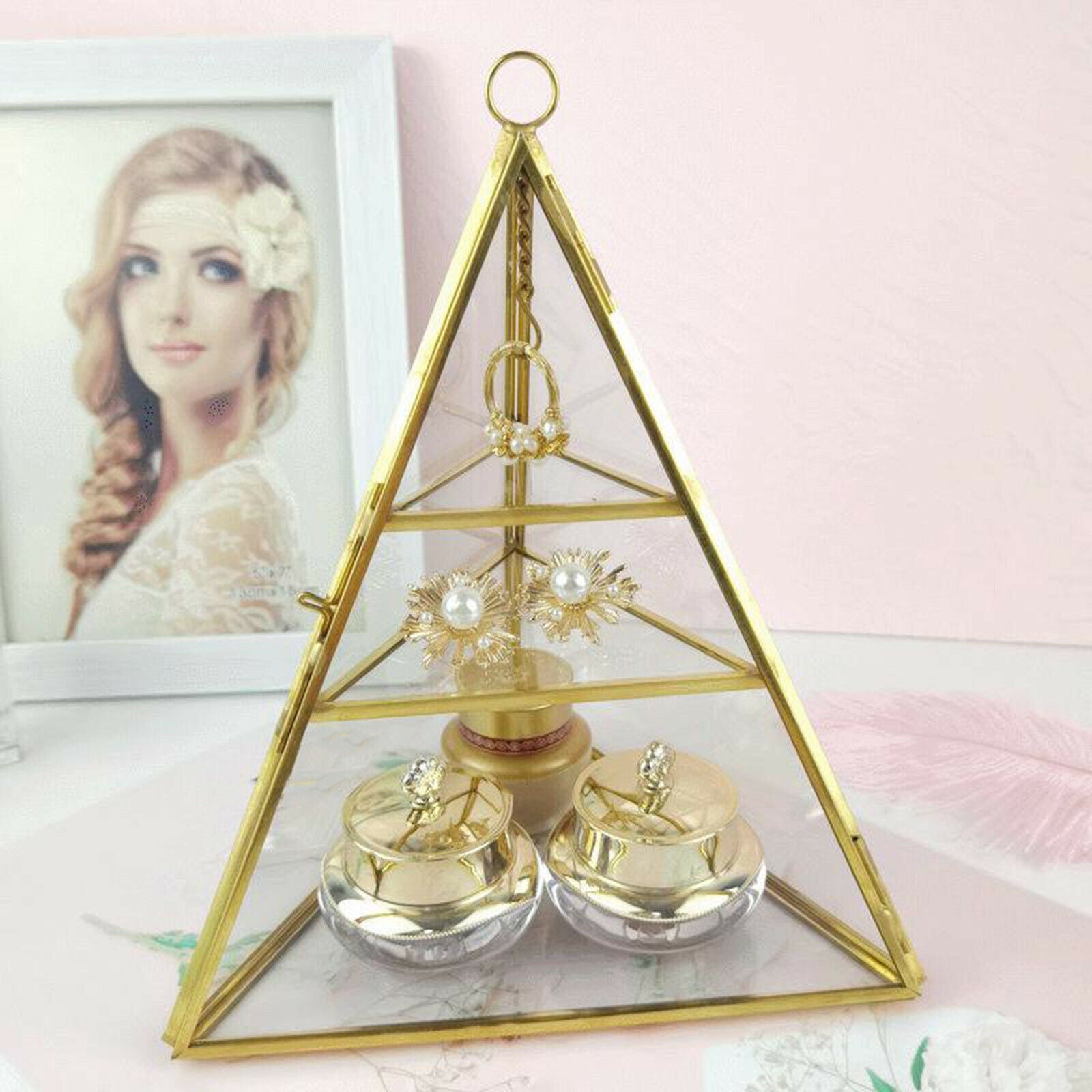Clear Jewelry Display Tray Wedding Rings Bearer Box Necklace Bracelets Storage