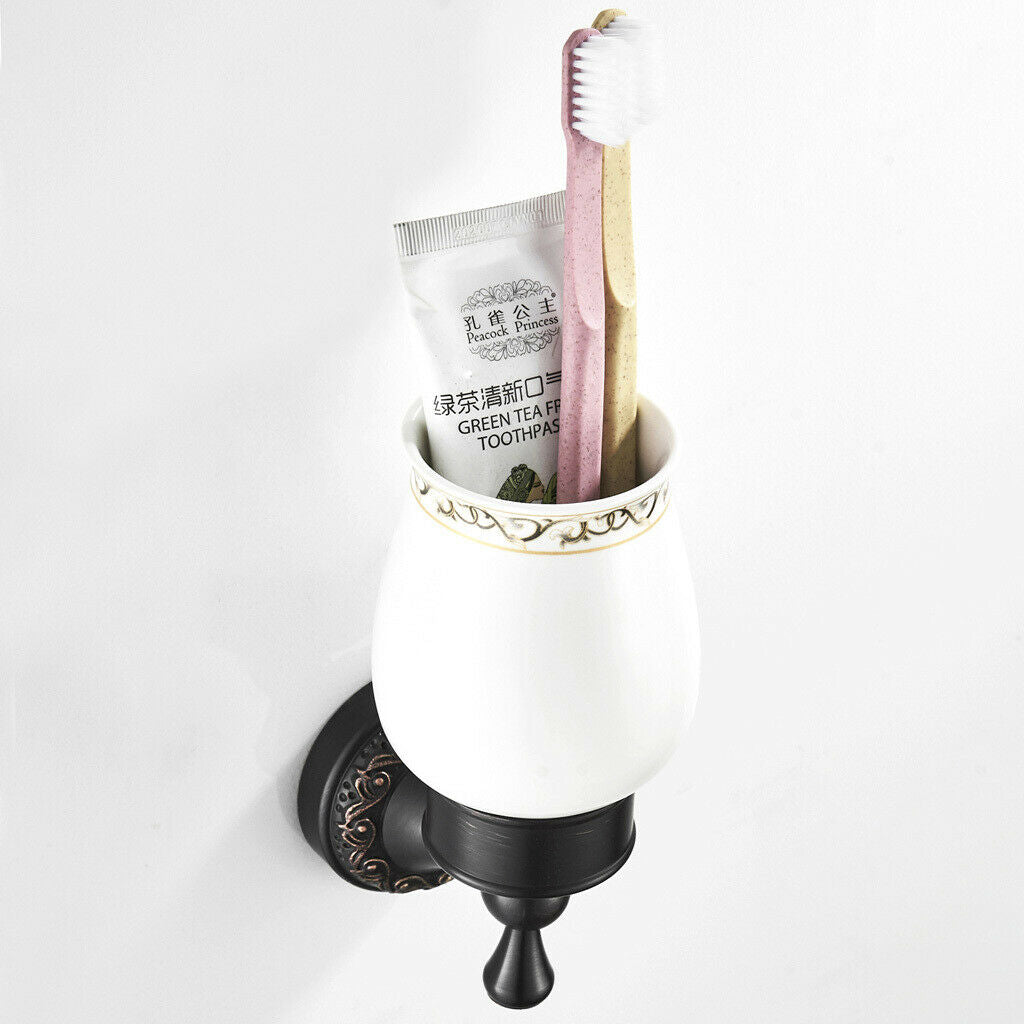 Toothbrush Holder Tidy Tumbler For Bathroom Kitchen, Made Of Brass & Ceramic