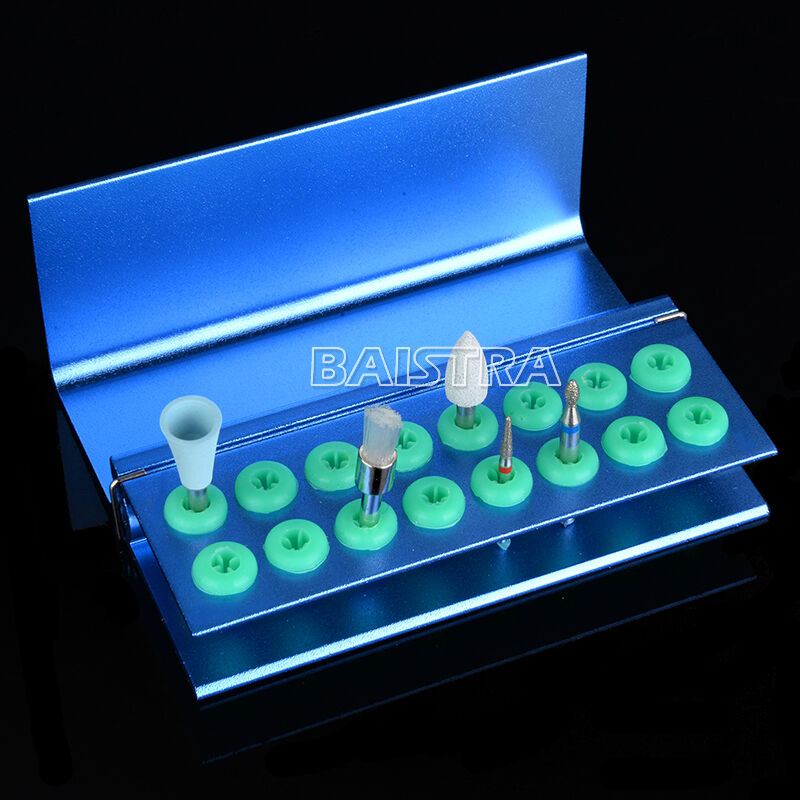 5Kits Dental Burs Holder Block 16 Holes & Silicon Cover FG RA Autoclavable Blue