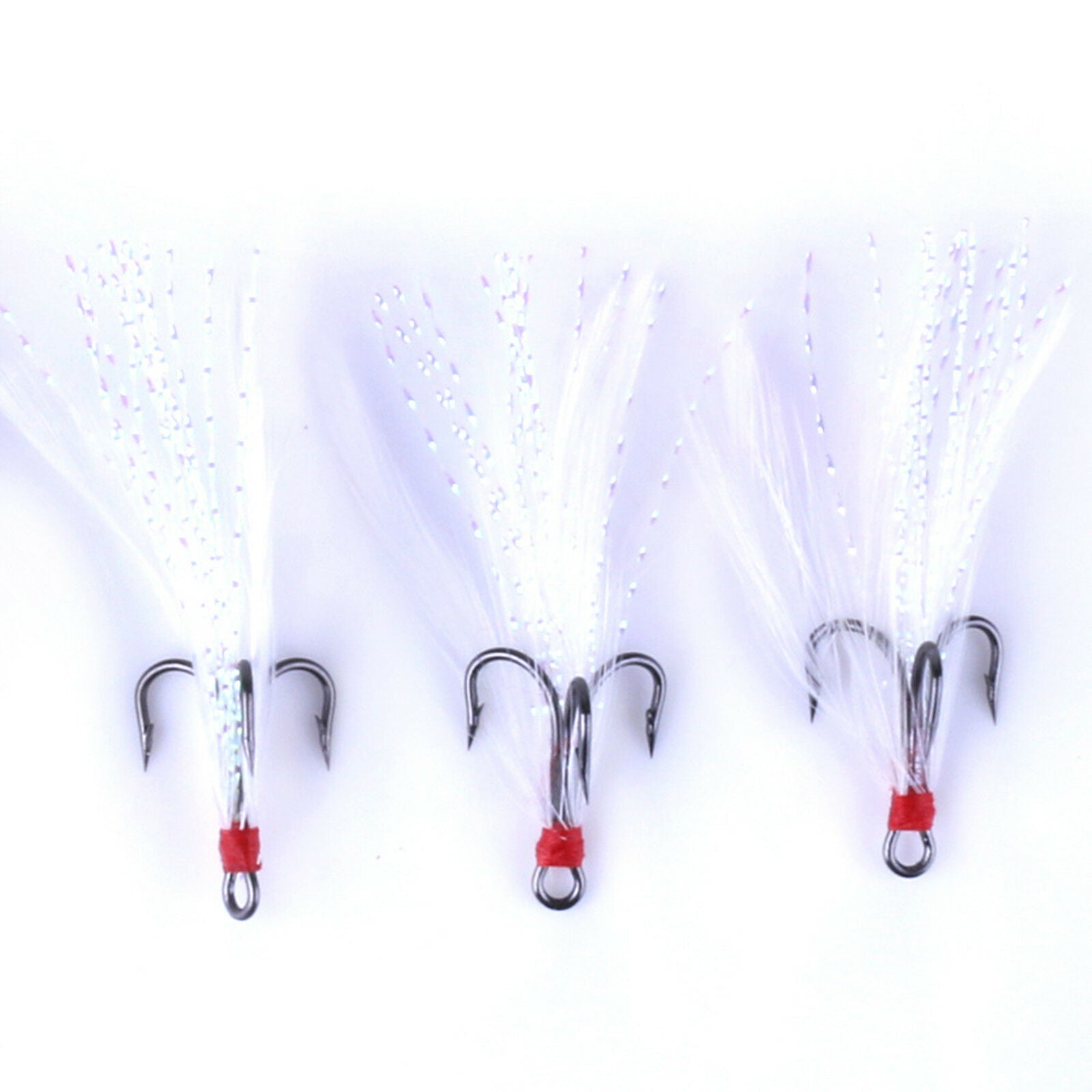 Lot 10pc #10 Fishing Hooks & feather for Fishing lure Crankbait Minnow Popper