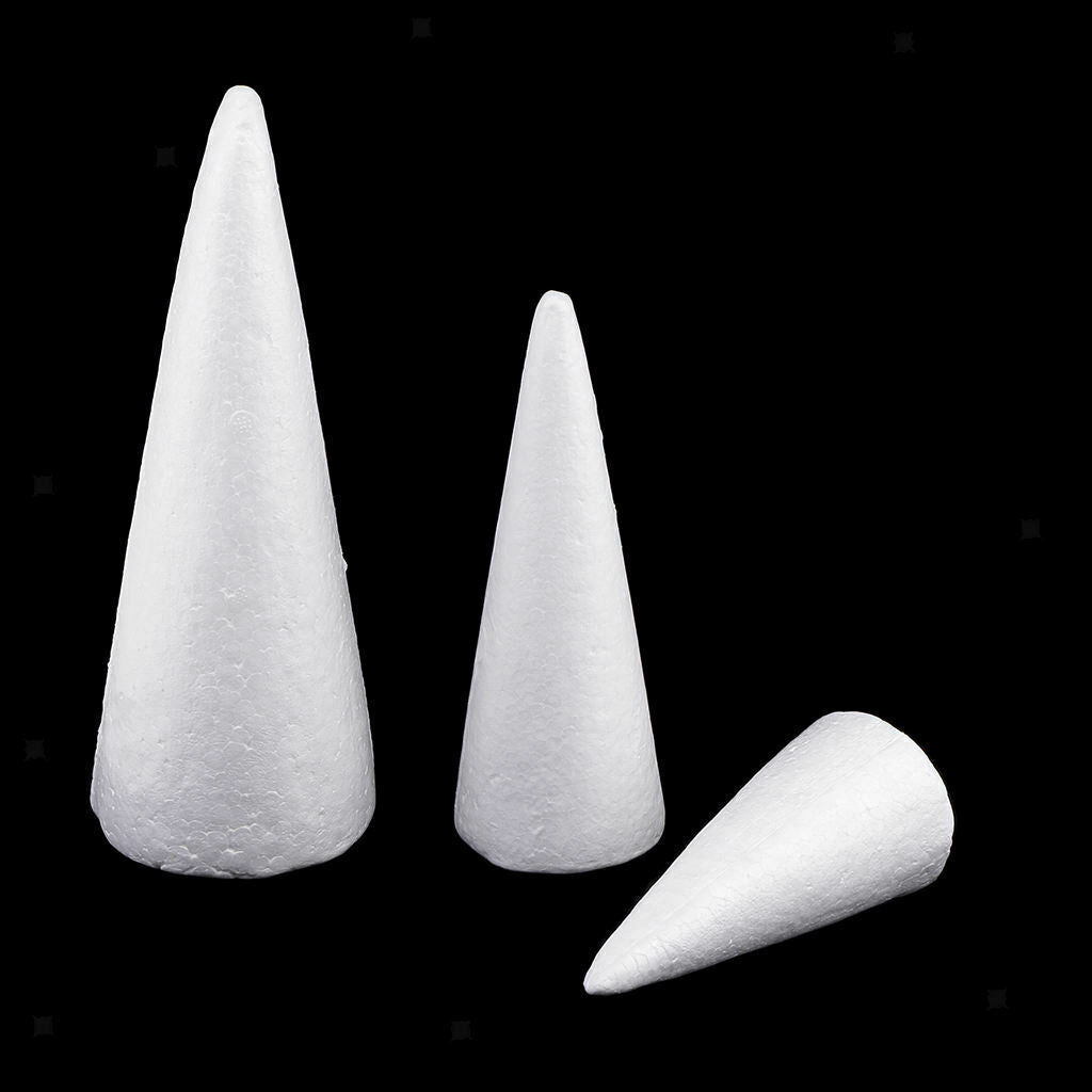 15Pcs Cone Shaped Styrofoam Foam Ornaments For Handmade DIY Modelling Crafts
