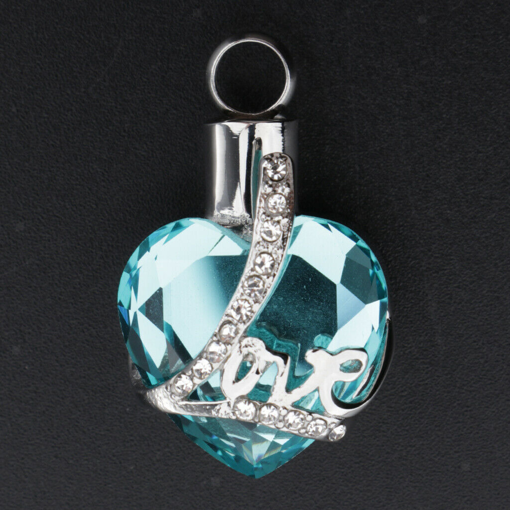 Rhinestones Love Pet Ash Urn Locket Ashed Filler Jar Jewelry Container