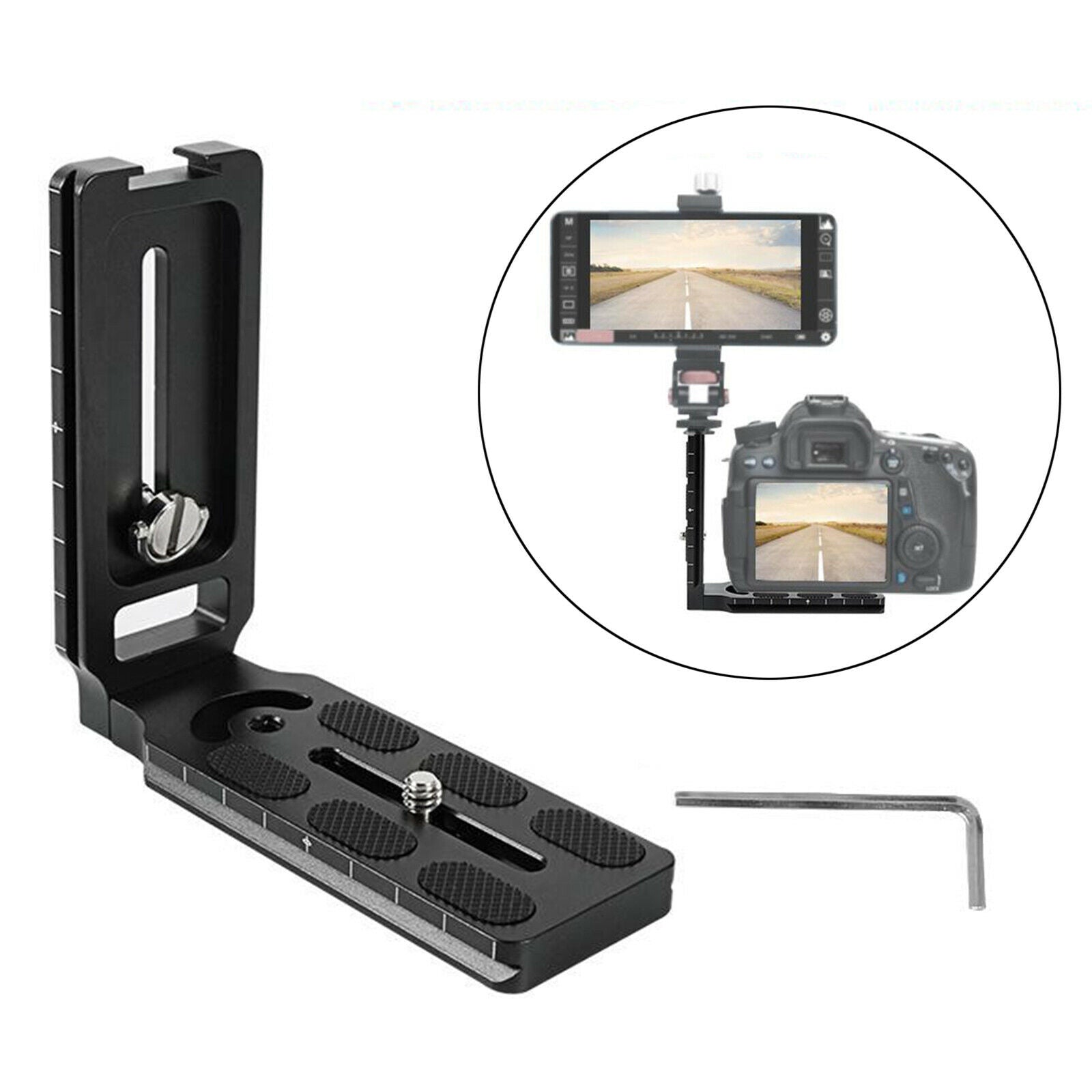 Universal L Shape Bracket Quick Release Plate Desktop Stand Holder Adapter