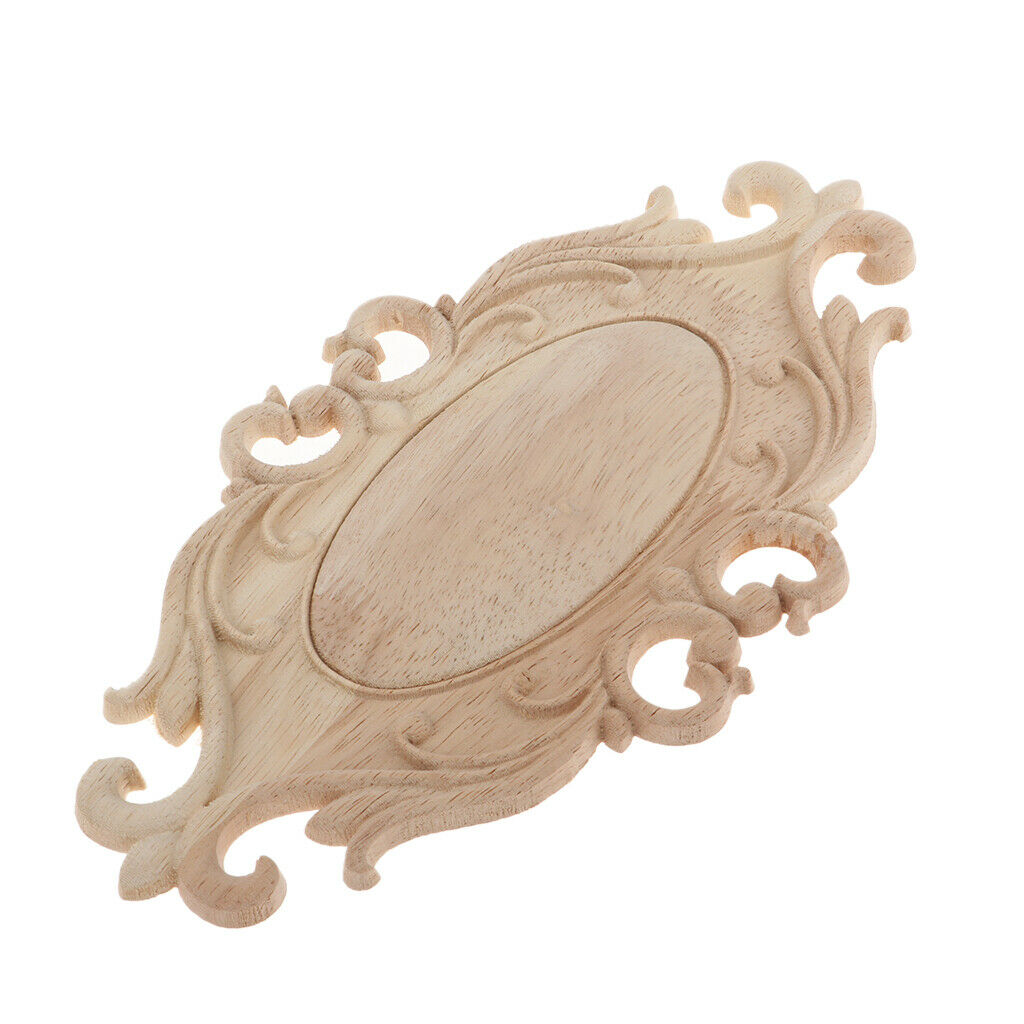 Unpainted Wood Carved Corner Applique Frame Wall Furniture Decor