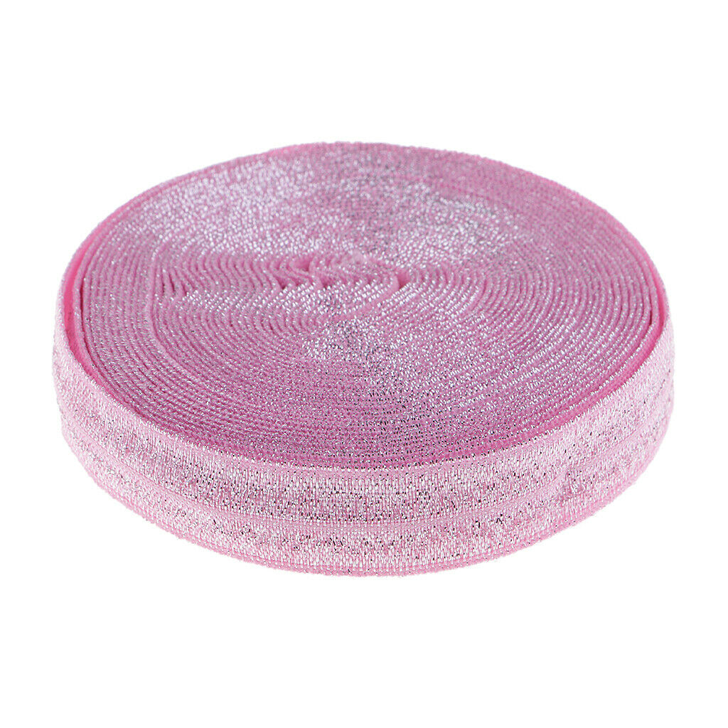 2 Pieces 5 Yards Bling Cotton Fold Over Sewing Elastic Band Rose Red + Pink