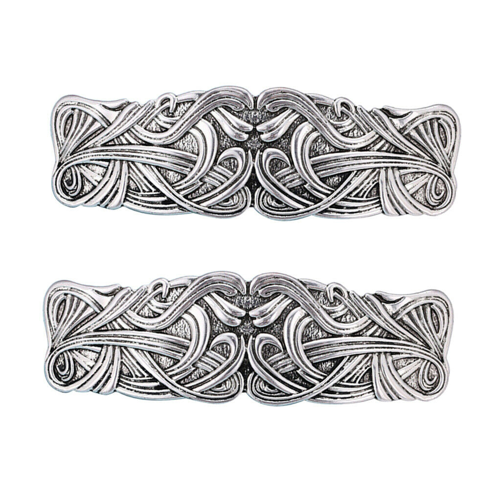 2pcs Viking Celtic Hair Clip Female Hand Crafted Floral Barrette Hairpin