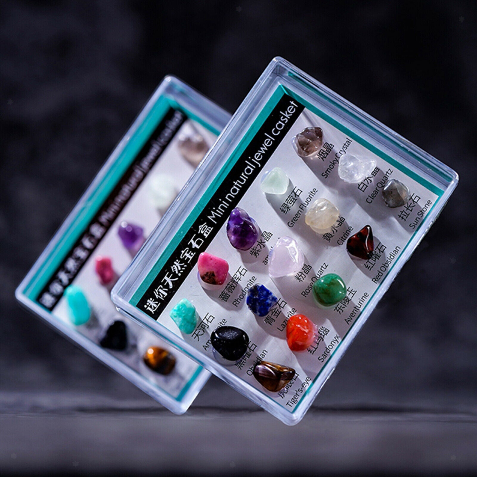 Natural Rock Gemstones Collection Box Crystal Mineral Specimen Souvenir