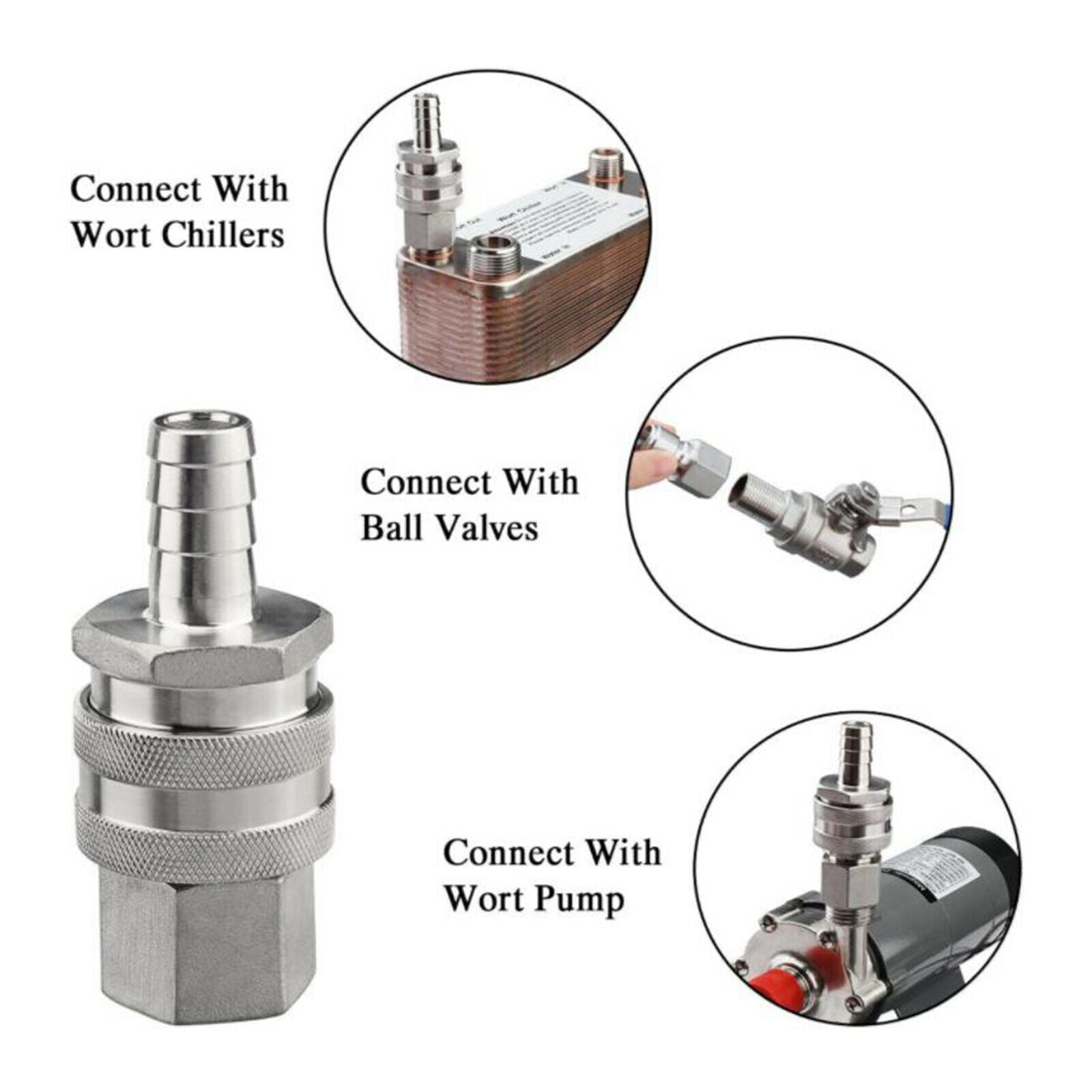 1/2'' MPT Male Barb Female Beer Quick Disconnect Connect Set Homebrewing