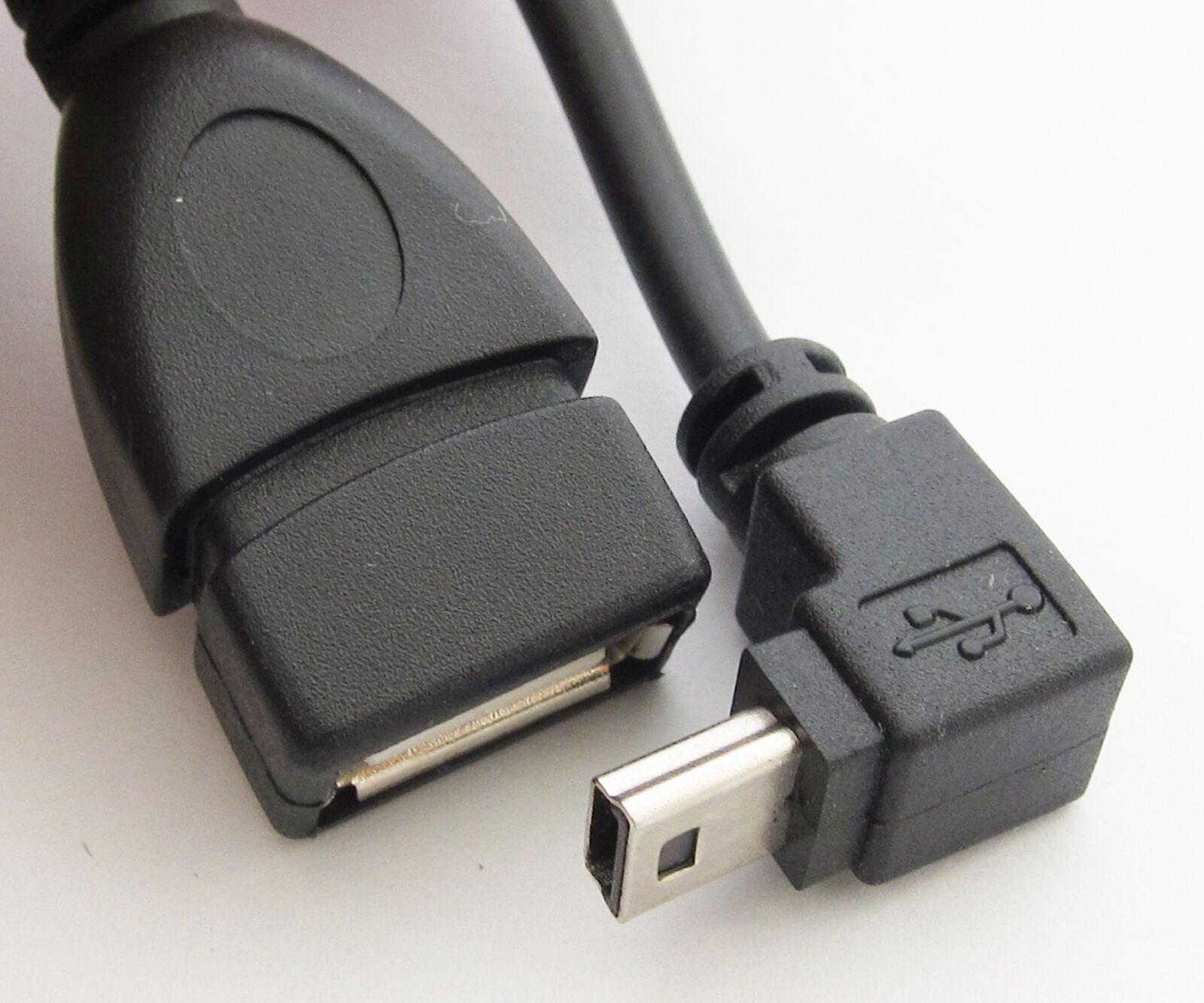 1pc Mini Angle Down 5pin Male Plug To USB 2.O Female Mini OTG Cable Connector