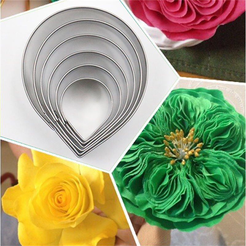 6X/Set Rose Petal Mold Mould for Cake Decor Fondant Sugarcraft Cutter Too.l8