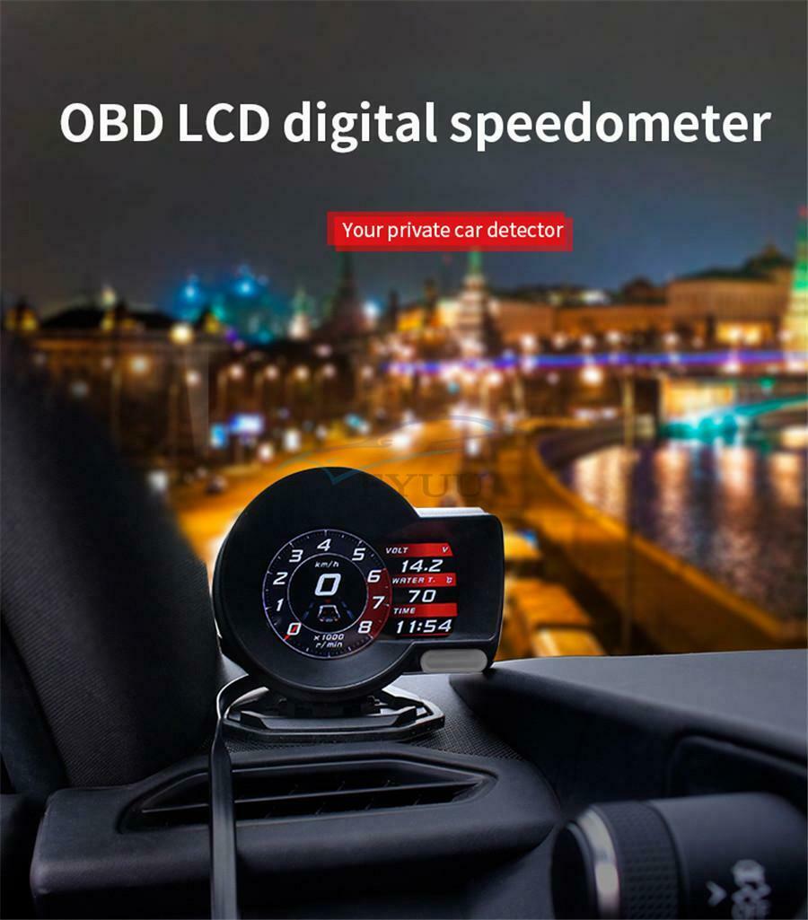 Car HD Digital LCD Digital Color Screen OBD2 Instrument HUD Head-Up Display