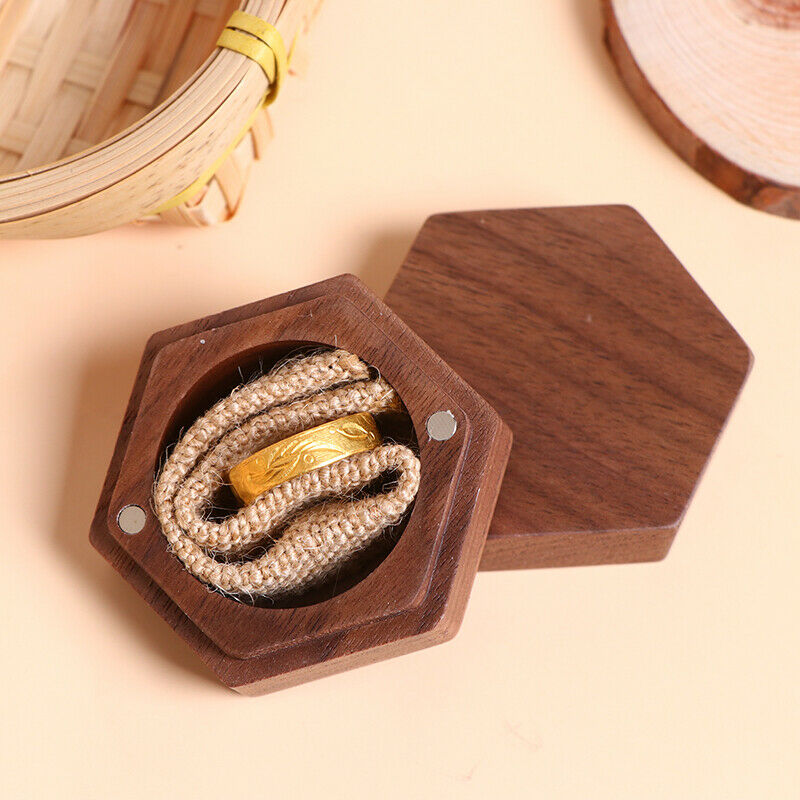 hexagon Jewelry Boxes Wedding engagement wedding rings Wood Ring Holder B.l8