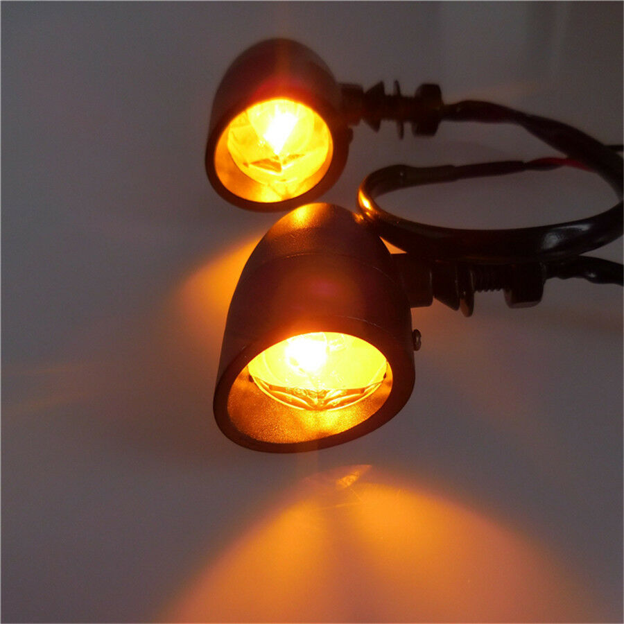Motorcycle Turn Signal Light Amber LED Indicator For Cafe Racer Chopper Bobber