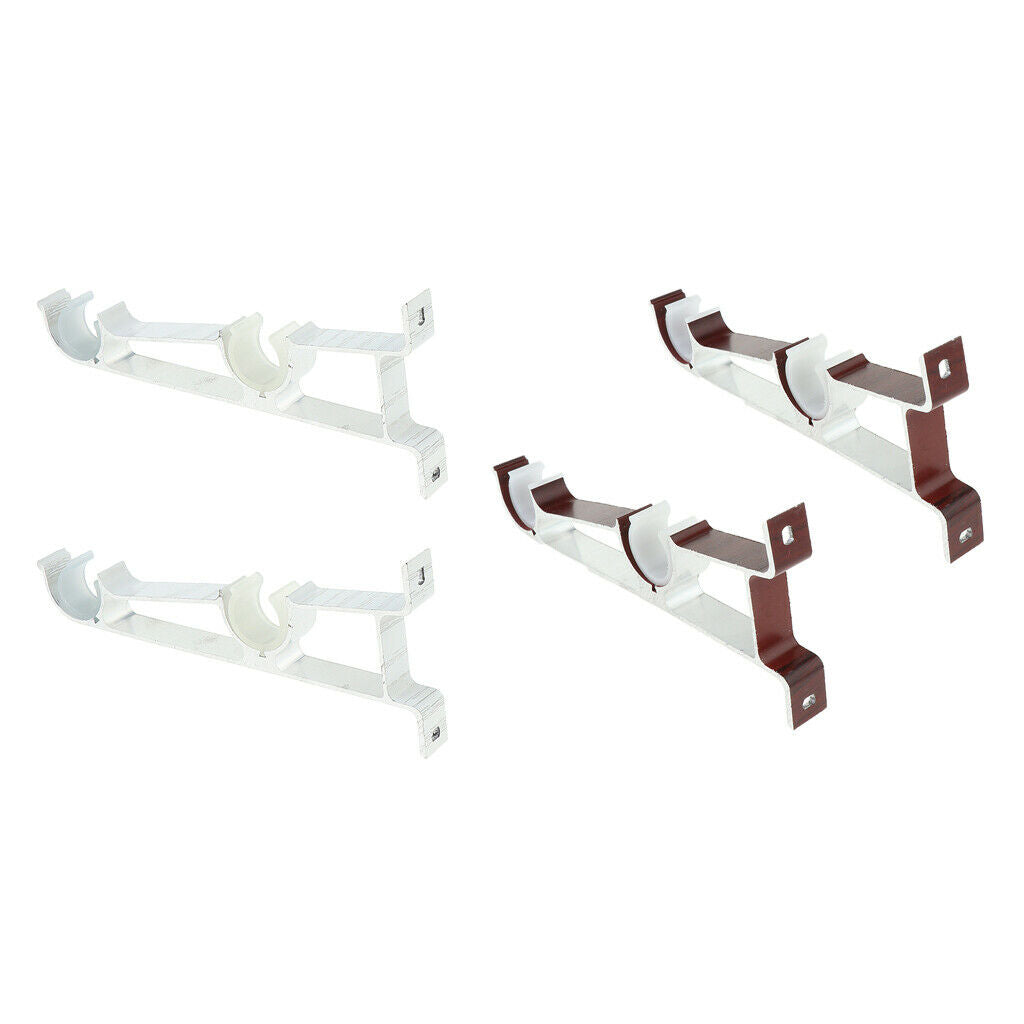 2 Set  Adjustable Sturdy Aluminium Alloy Drapery Curtain Rod Bracket Holder Suit