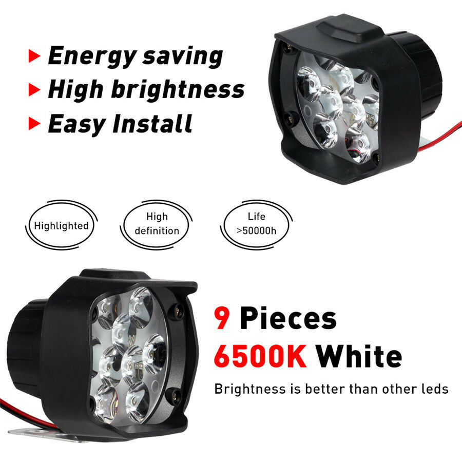 2Pcs 30W 18LED 3000LM Motorcycle Headlight Front Head Light Spot Fog Lamp+Switch