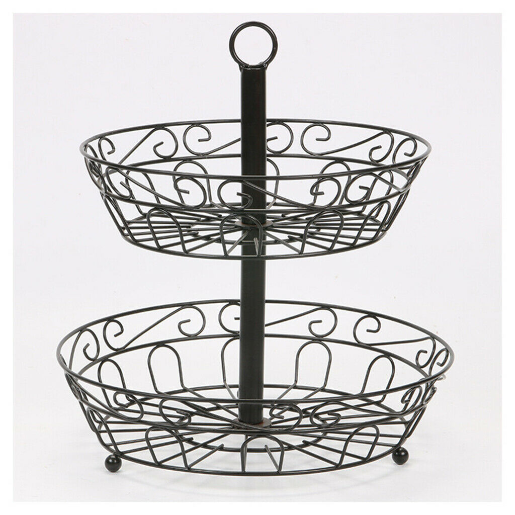 2 Tier Fruit Bowl Wire Fruit Basket Deep Fruit Basket