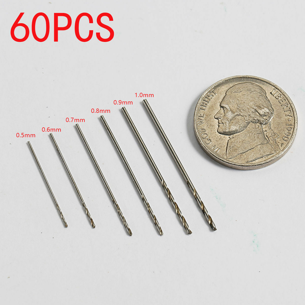60pc HSS High Speed Steel Metric Twist Mini Drill Bit Set 0.5-1.0mm Rotary Tool