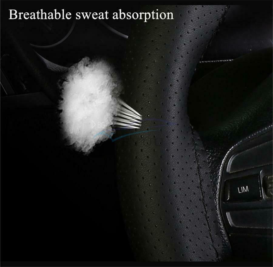 Glossy Carbon Fiber&Black Car Steering Wheel Cover Trim For 38cm Diameter Models
